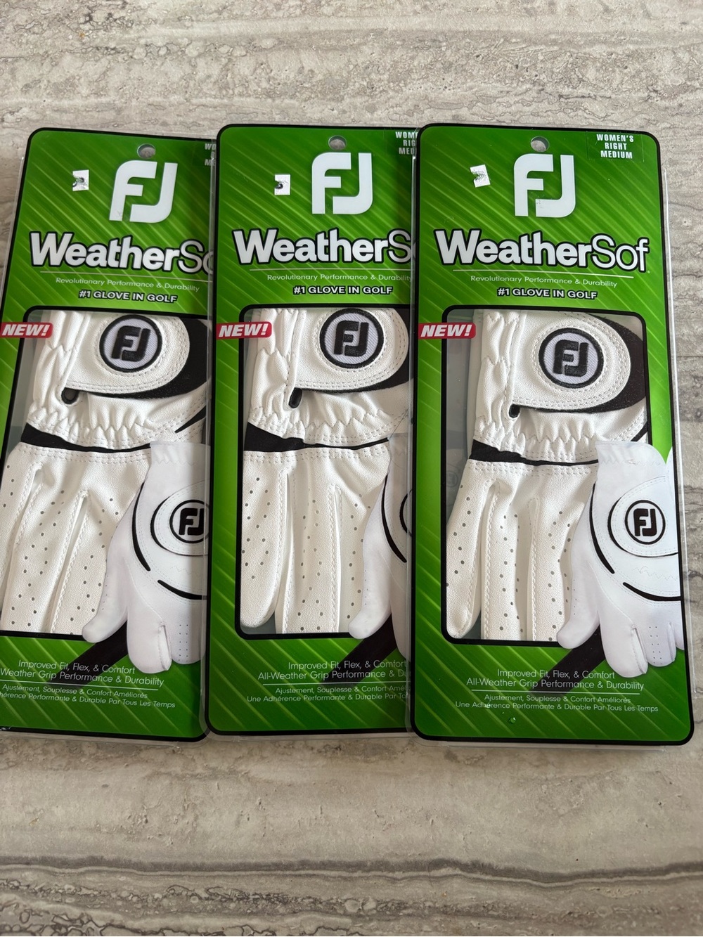FootJoy WeatherSof Women’s golf right medium glove -3pcs NEW